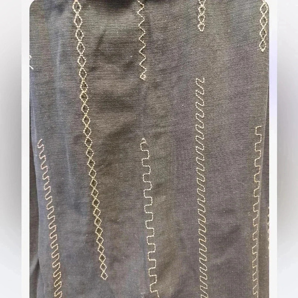 Cotton Reel 100% Silk Black Gold Button Down Short Sleeve Shirt Size L - Picture 11 of 11